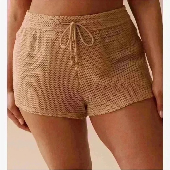 La Vie En Rose Crochet Swim Short, size XL, nude/beige, mid to high-rise. - Picture 1 of 12